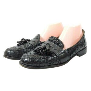 Zelli "Riviera" Basket Weave Loafers Men's Size 9 Black Leather